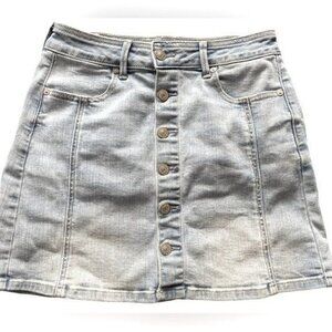 American Eagle Women’s 4 Skirt Mini Button Denim Light Blue